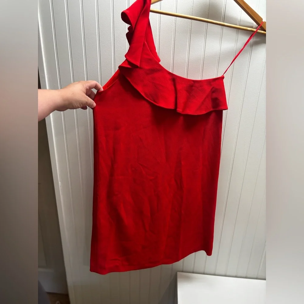 Sezane Louison Size 40 Elegant Red One-Shoulder Dress - Picture 6 of 6
